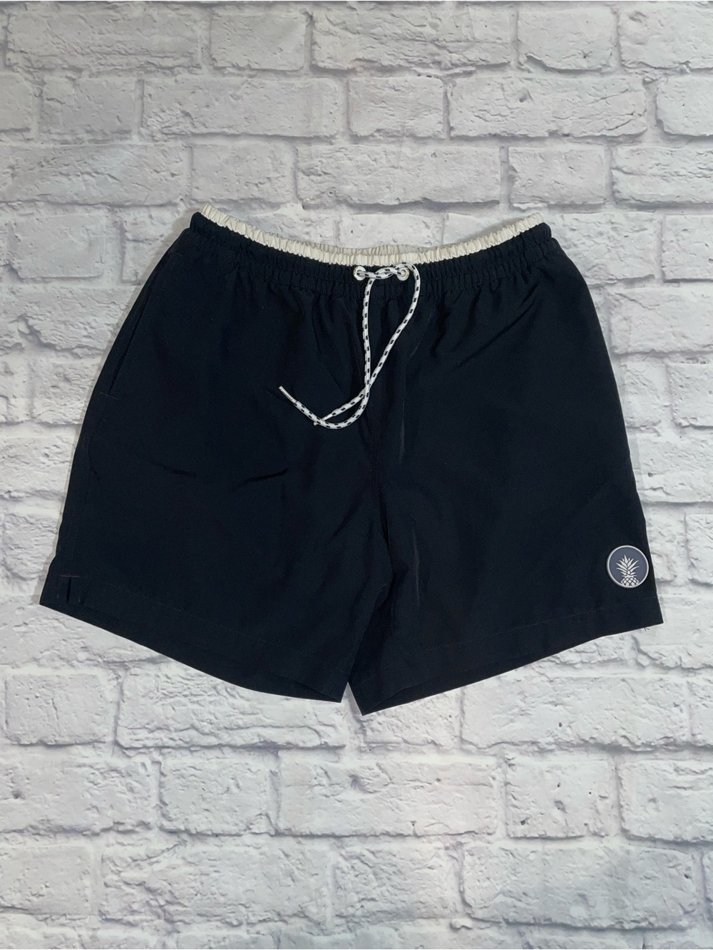 chubbies Black Shorts with White Drawstring
